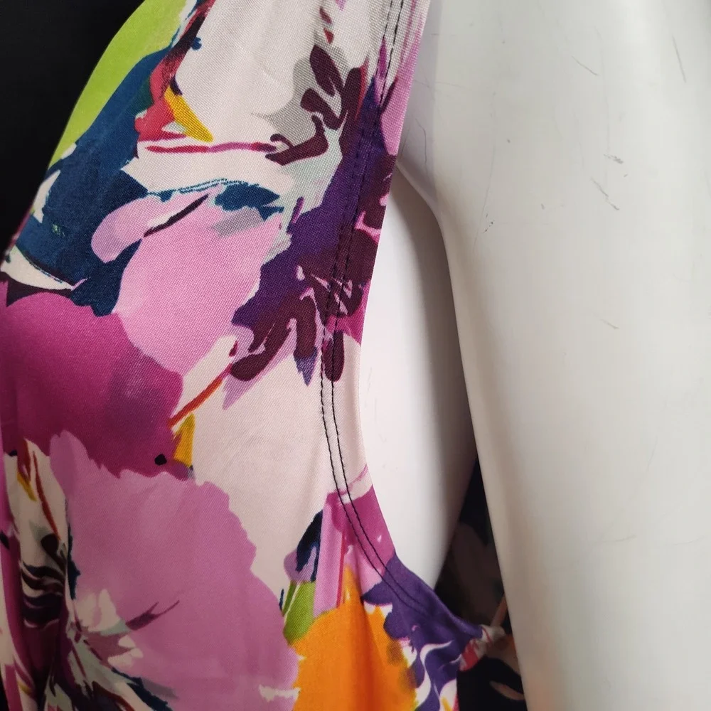 3X dress floral vintage midi tropical vacation spring v neck feminine romantic
